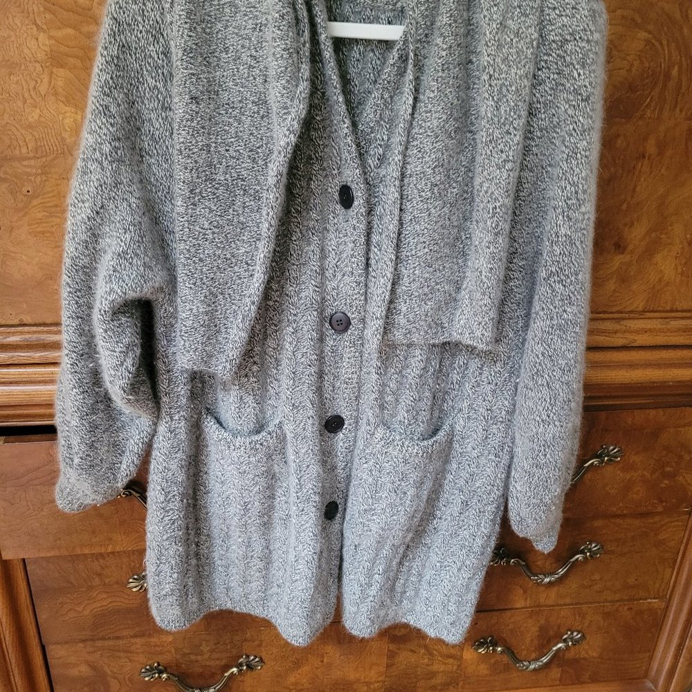 Valentino Studio wool knit jacket, grey/white/black, 38 Italian
